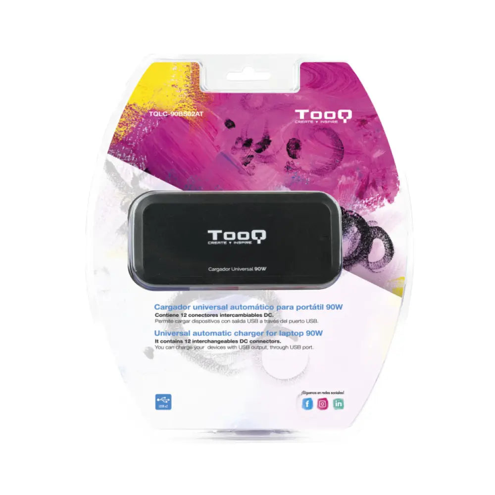 TooQ TQLC-90BS02AT adaptador e inversor de corriente Interior 90 W Negro - detalle