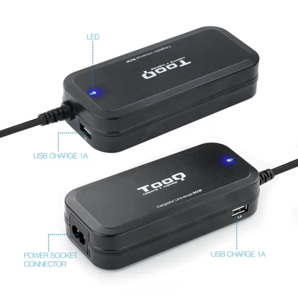 TooQ TQLC-90BS02AT adaptador e inversor de corriente Interior 90 W Negro - detalle