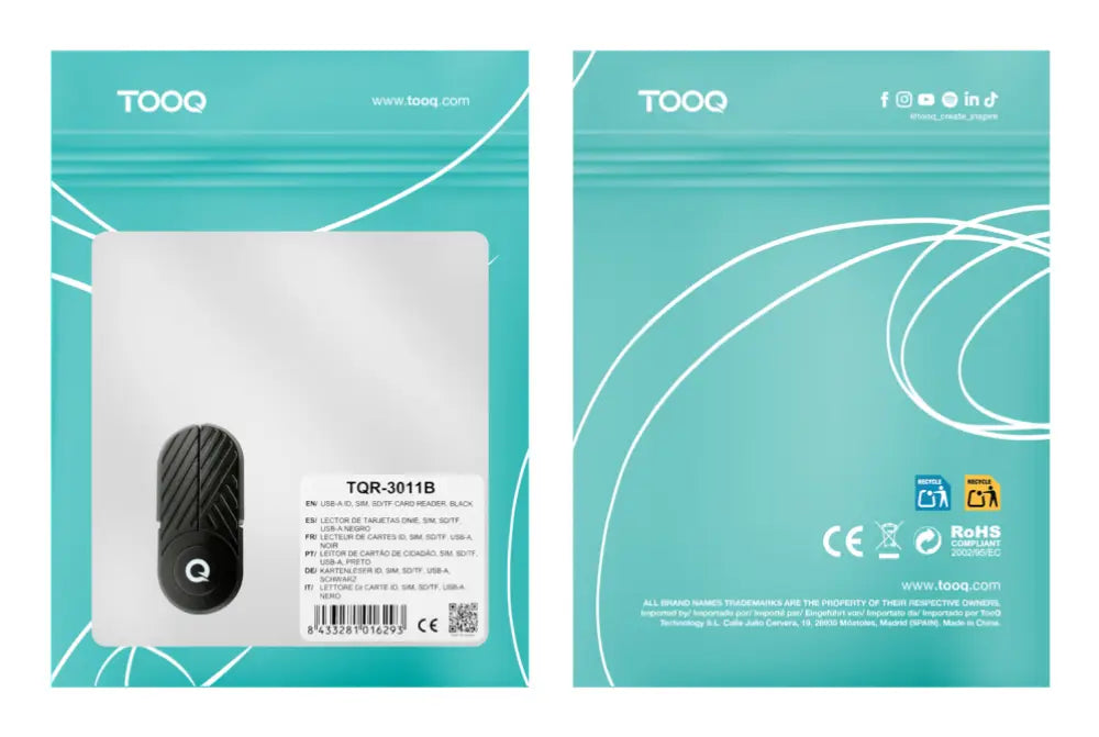 TooQ TQR-3011B lector de tarjeta inteligente USB Tipo C - detalle