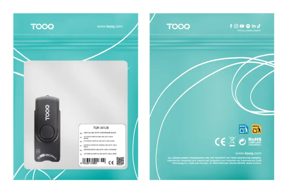 TooQ TQR-3012B lector de tarjeta inteligente USB 2.0 - detalle