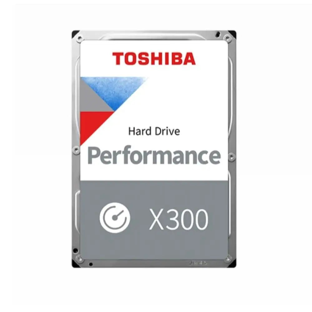 Disco duro interno Toshiba X300 HDWR780EZSTA de 8TB de 3.5 pulgadas y interfaz SATA-600, vista desde arriba con etiquetas.
