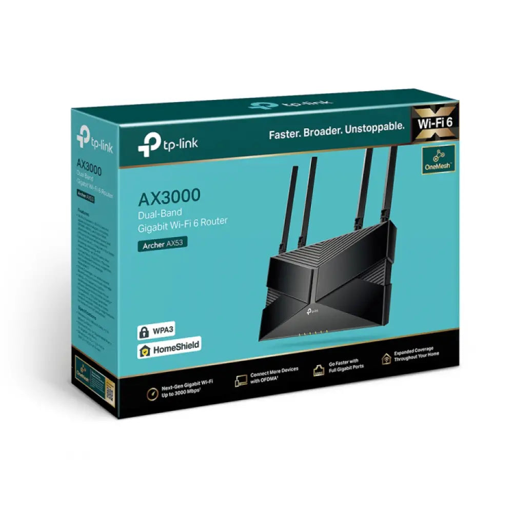TP-Link Archer AX53 router inalámbrico Gigabit Ethernet Doble banda (2.4 GHz / 5 GHz) Negro - detalle