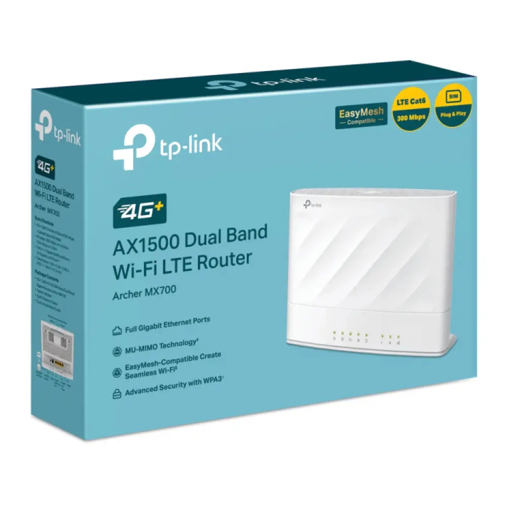 TP-Link Archer MX700 router inalámbrico Gigabit Ethernet Doble banda (2.4 GHz / 5 GHz) 4G Blanco - detalle
