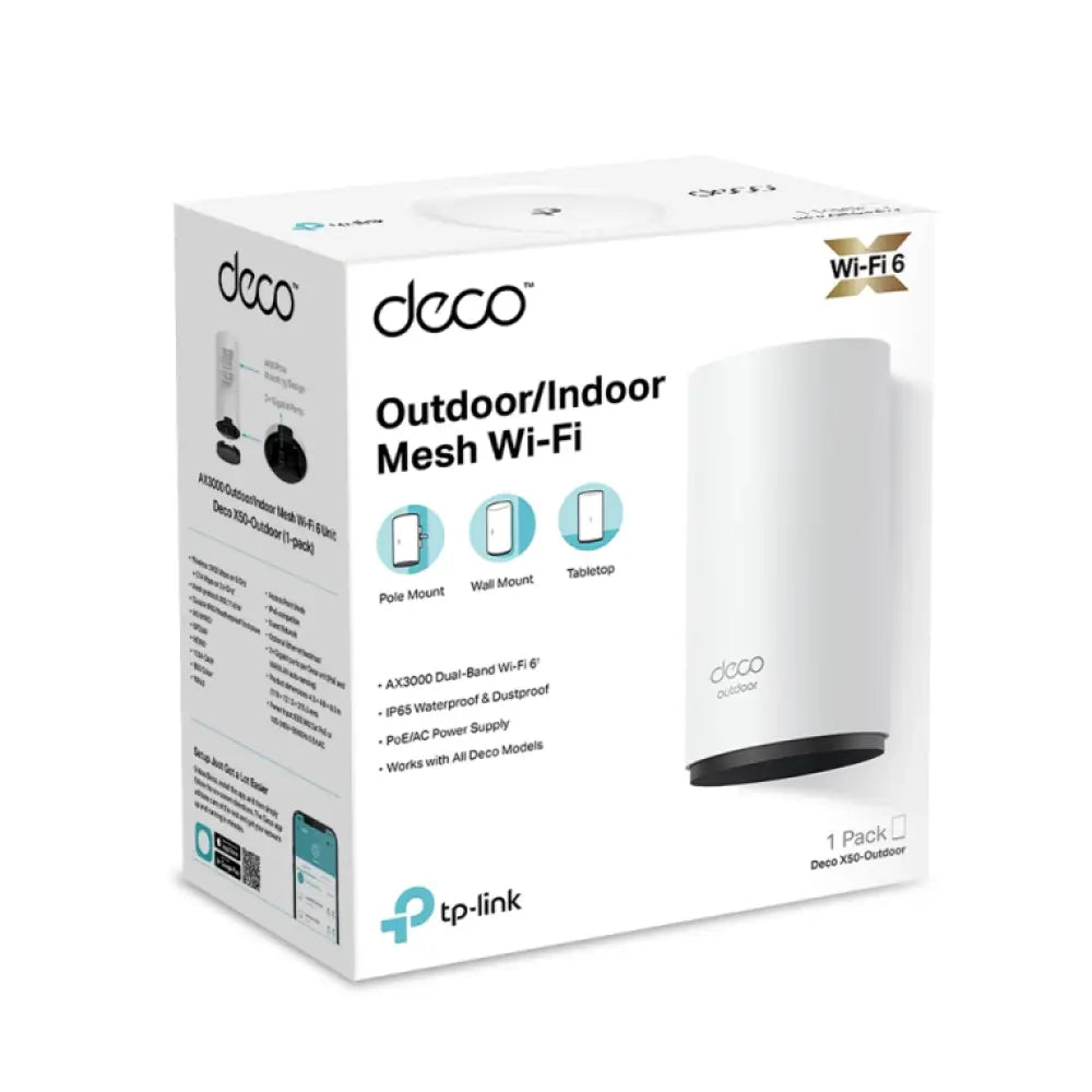 TP-Link Deco X50-Outdoor Doble banda (2.4 GHz / 5 GHz) Wi-Fi 6 (802.11ax) Blanco 1 Interno - detalle