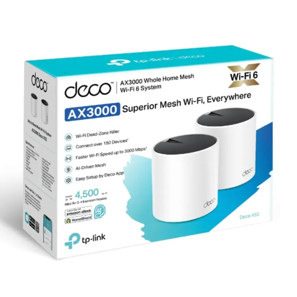 TP-Link DECO X55 (2-Pack) Doble banda (2.4 GHz / 5 GHz) Wi-Fi 6 (802.11ax) Blanco 3 Interno - detalle