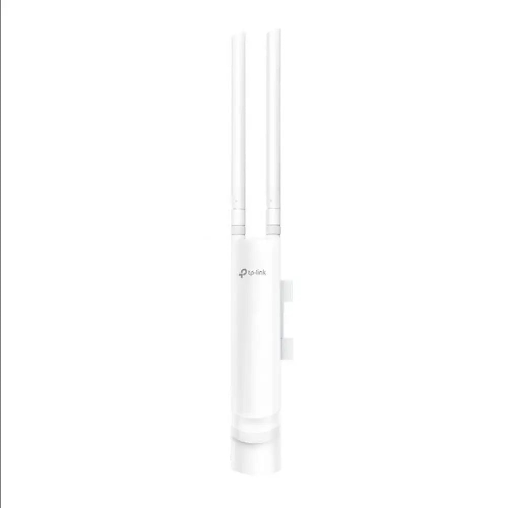 Punto de acceso TP-LINK EAP110-Outdoor con antena y puerto PoE para conexión inalámbrica N300 en exteriores.
