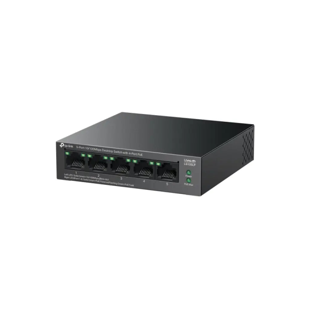 TP-Link LiteWave LS105P No administrado Fast Ethernet (10/100) Energía sobre Ethernet (PoE) Negro - detalle