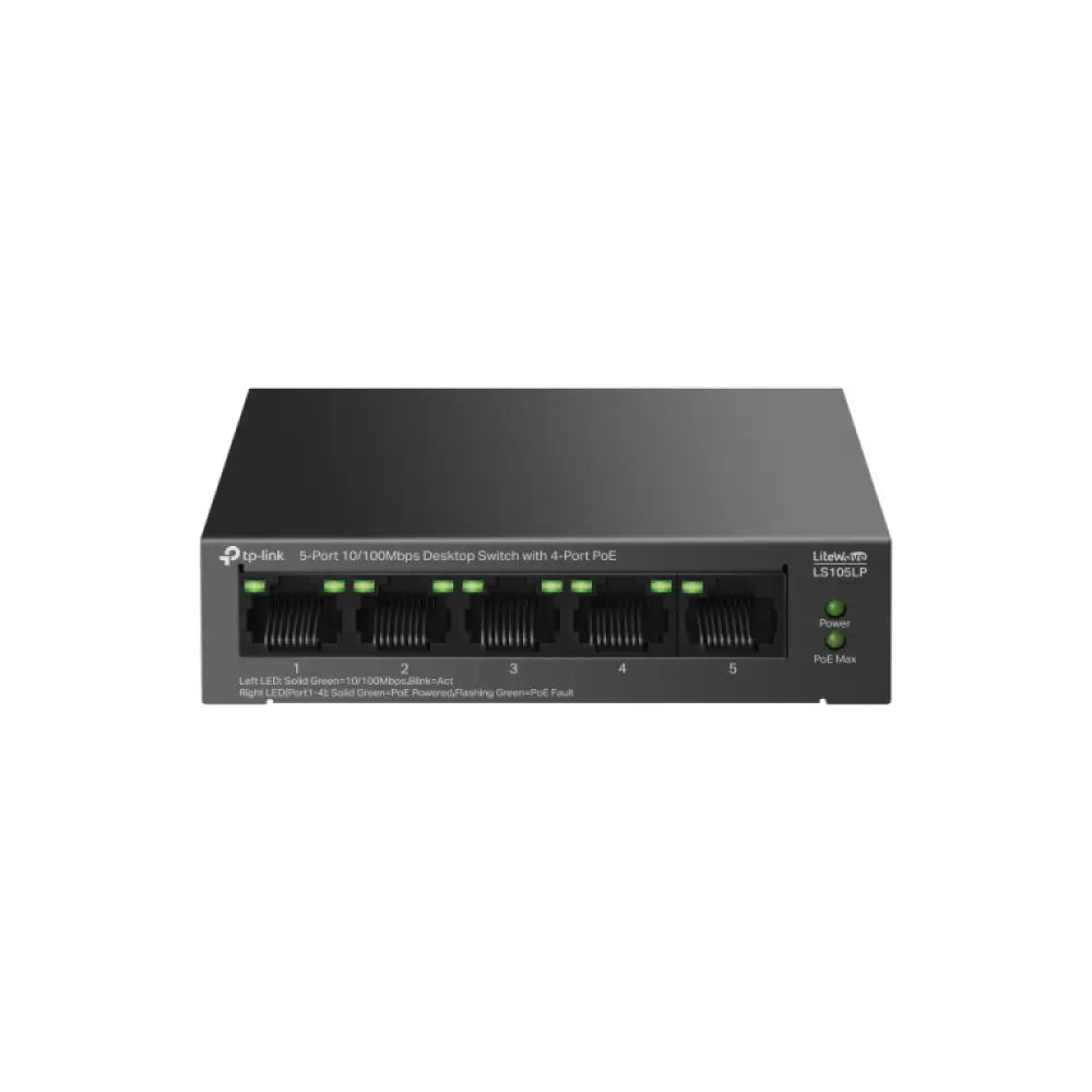 TP-Link LiteWave LS105P No administrado Fast Ethernet (10/100) Energía sobre Ethernet (PoE) Negro - detalle