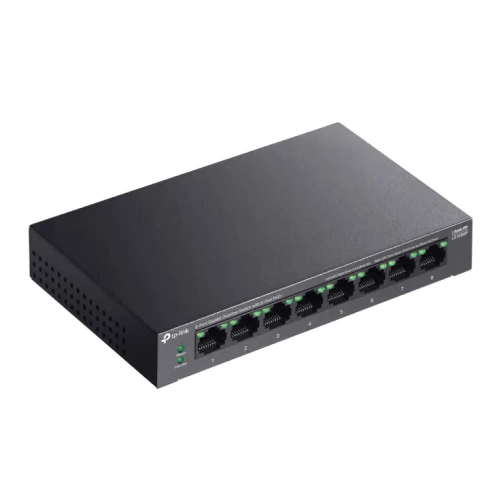 TP-Link LiteWave LS108GP switch No administrado Gigabit Ethernet (10/100/1000) Energía sobre Ethernet (PoE) Negro - detalle