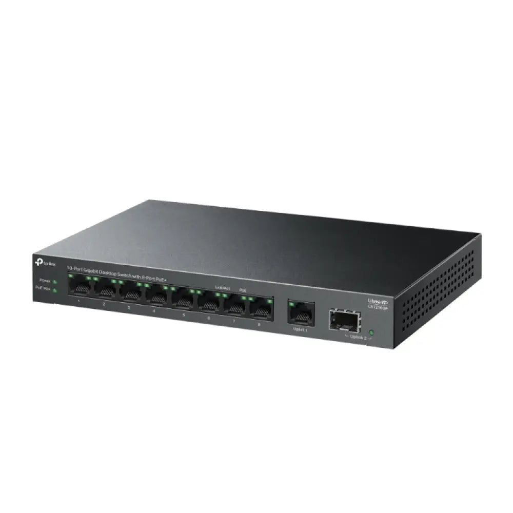 TP-Link LiteWave LS1210GP switch No administrado Gigabit Ethernet (10/100/1000) Energía sobre Ethernet (PoE) Negro - detalle