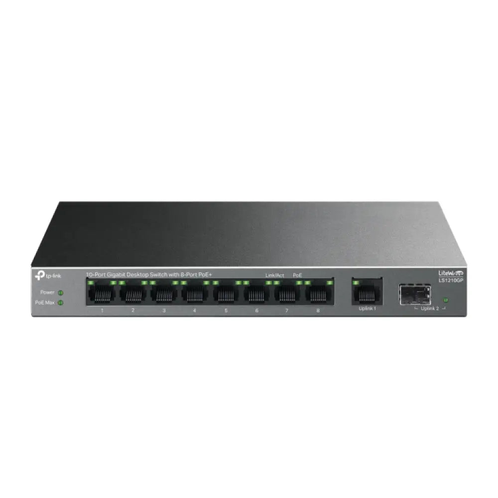 TP-Link LiteWave LS1210GP switch No administrado Gigabit Ethernet (10/100/1000) Energía sobre Ethernet (PoE) Negro - detalle