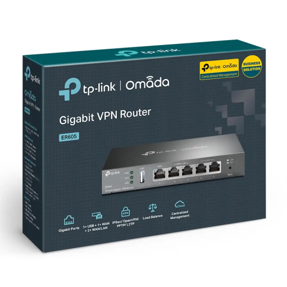 TP-Link Omada ER605 router Gigabit Ethernet Negro - detalle