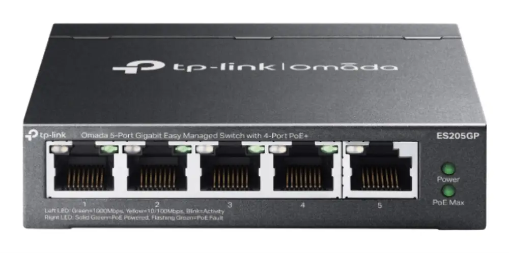 TP-Link Omada ES205G Gestionado Gigabit Ethernet (10/100/1000) Energía sobre Ethernet (PoE) Negro