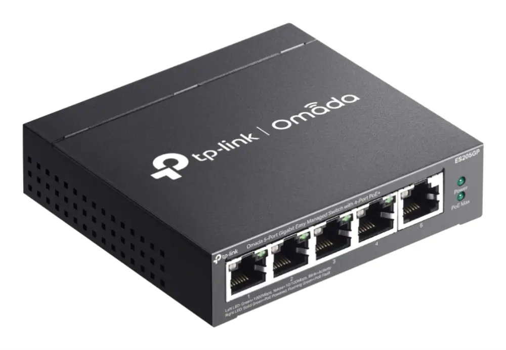 TP-Link Omada ES205G Gestionado Gigabit Ethernet (10/100/1000) Energía sobre Ethernet (PoE) Negro - detalle