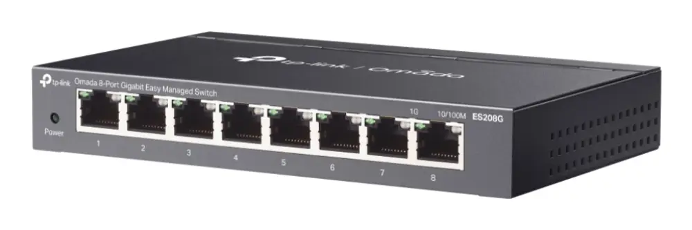 TP-Link Omada ES208G switch Gestionado L2 Gigabit Ethernet (10/100/1000) Negro - detalle