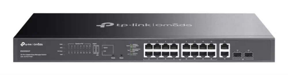 TP-Link Omada ES220GMP switch Gestionado L2 Gigabit Ethernet (10/100/1000) Energía sobre Ethernet (PoE) Negro