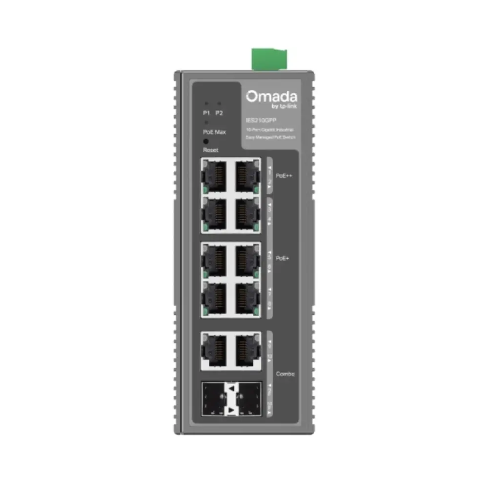 TP-Link Omada IES210GPP switch Gestionado Gigabit Ethernet (10/100/1000) Energía sobre Ethernet (PoE) DIN rail Gris - detalle
