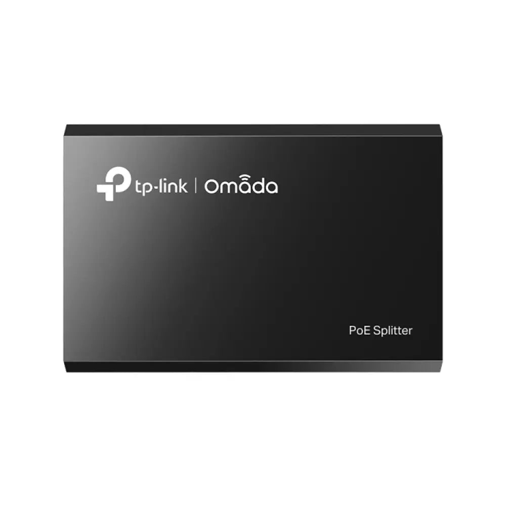 Divisor de red TP-Link Omada POE10R en color negro, splitter PoE para energía sobre Ethernet, compatible con dispositivos PoE.