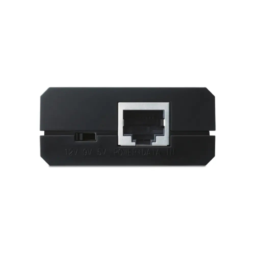 Divisor de red TP-Link Omada POE10R en color negro, splitter de energía sobre Ethernet (PoE) para conexiones de red.