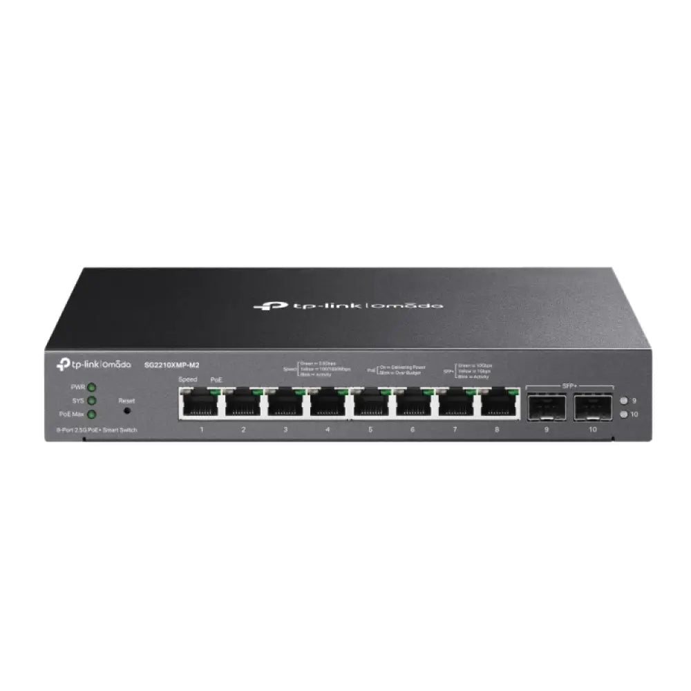 TP-Link Omada SG2210XMP-M2 switch Gestionado L2/L2+ 2.5G Ethernet (100/1000/2500) Energía sobre Ethernet (PoE) Montaje en pared/escritorio Negro - detalle