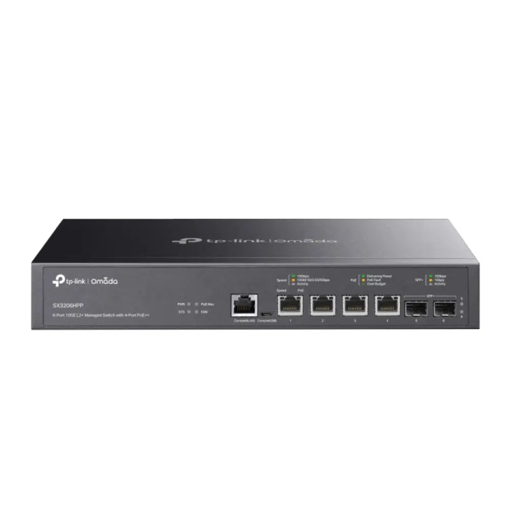 TP-Link Omada SX3206HPP switch Gestionado L2+ 10G Ethernet (100/1000/10000) Energía sobre Ethernet (PoE) Negro - detalle