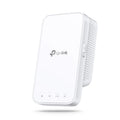 Extensor de cobertura TP-LINK RE300 en color blanco, amplificador de red de tamaño compacto y diseño moderno.