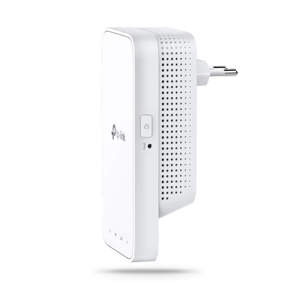 Amplificador de red TP-LINK RE300 en color blanco, repetidor de señal Wi-Fi para ampliar la cobertura de la red doméstica.