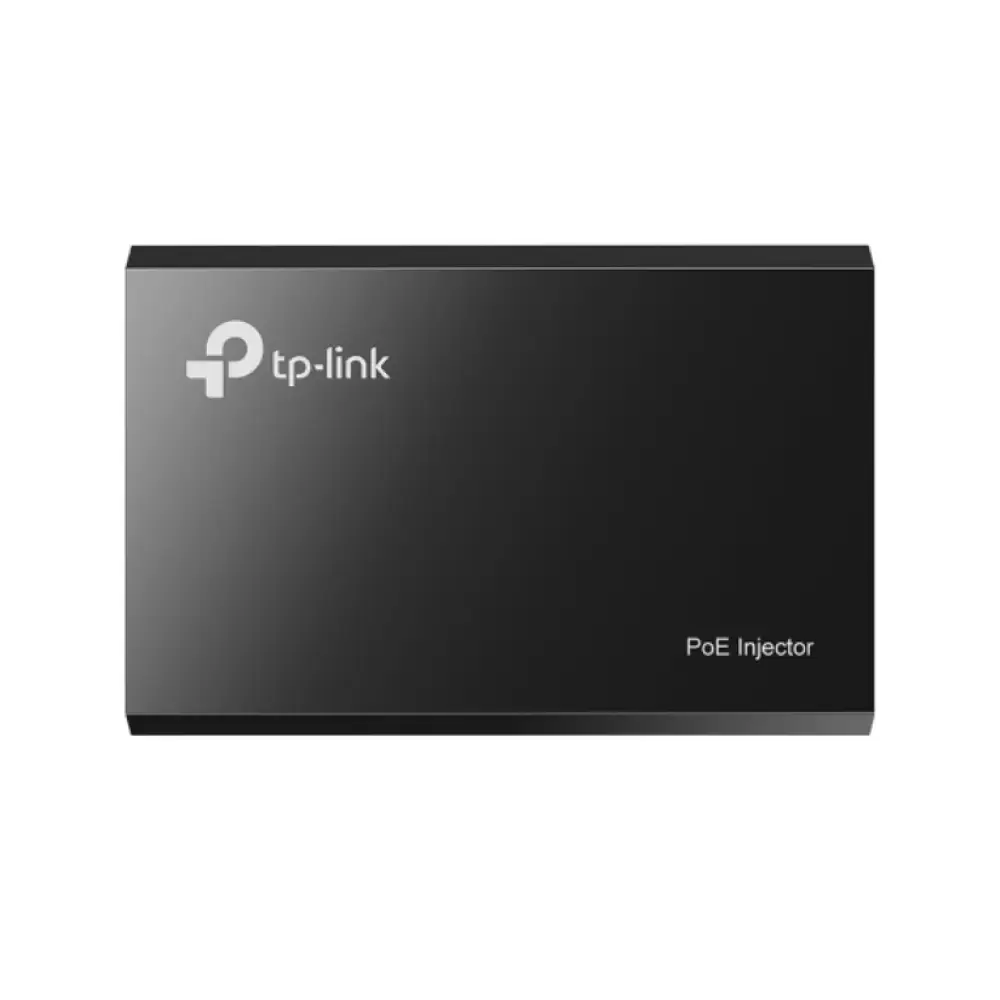 Adaptador PoE TP-LINK TL-POE150S v3 con puerto Gigabit Ethernet y cable de conexión en la imagen.
