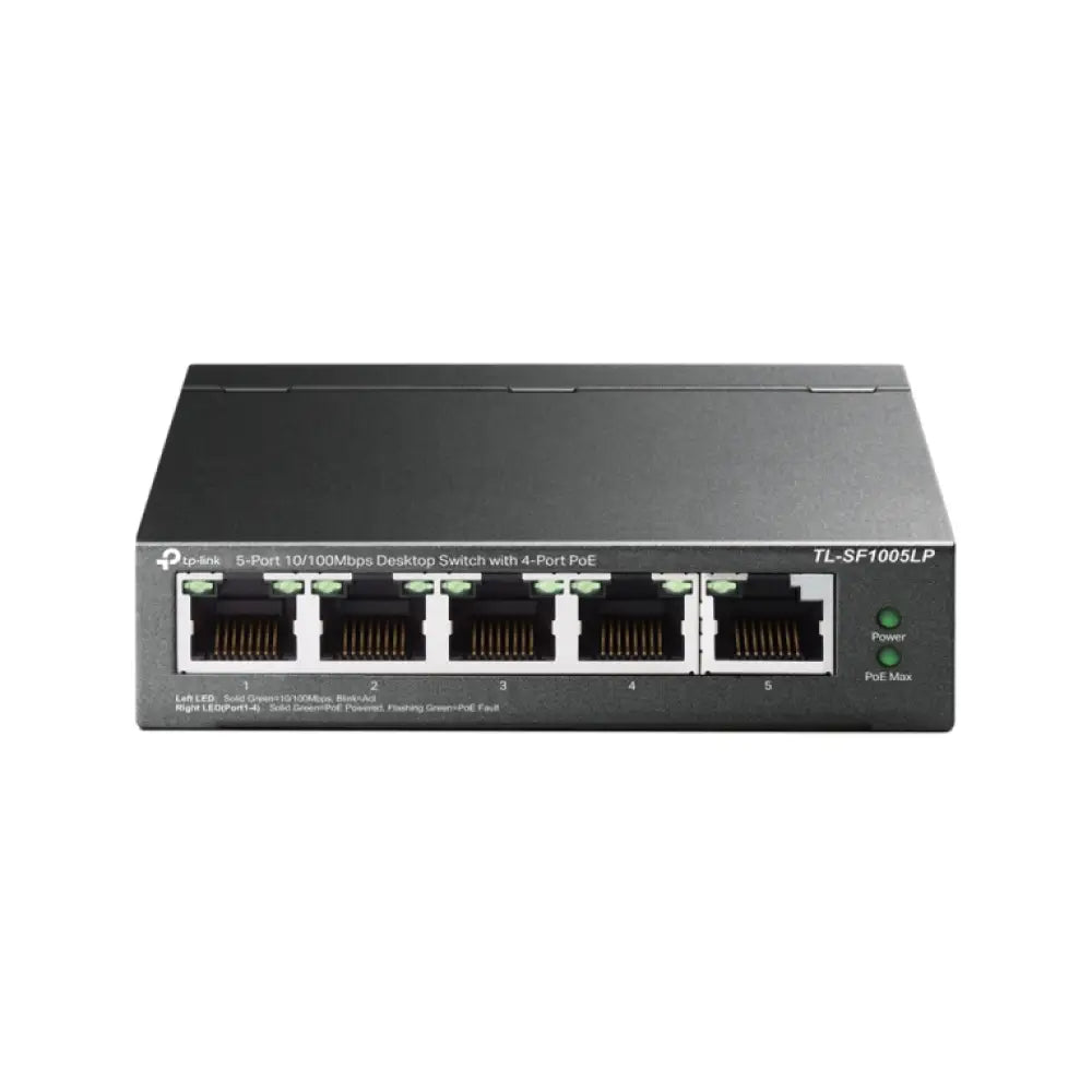 TP-Link TL-SF1005LP switch No administrado Fast Ethernet (10/100) Energía sobre Ethernet (PoE) Negro - detalle