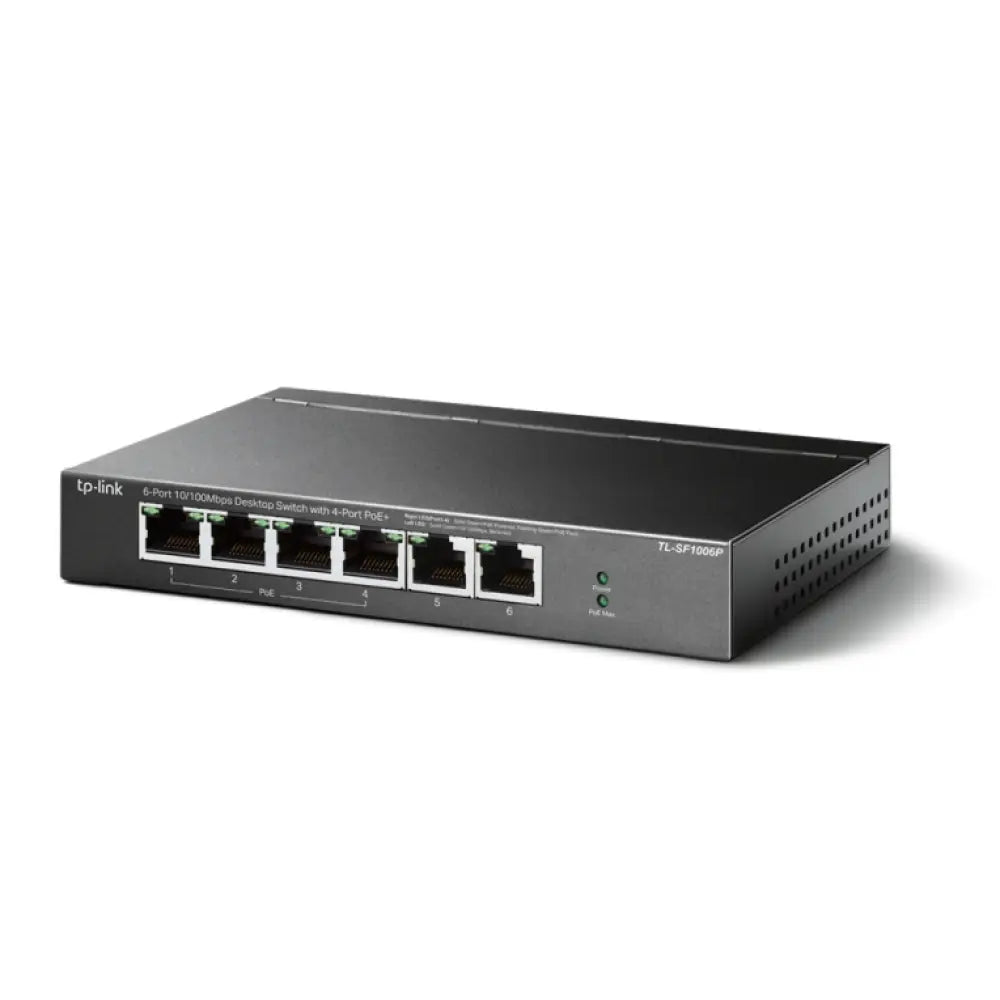 TP-Link TL-SF1006P switch No administrado Fast Ethernet (10/100) Energía sobre Ethernet (PoE) Negro - detalle