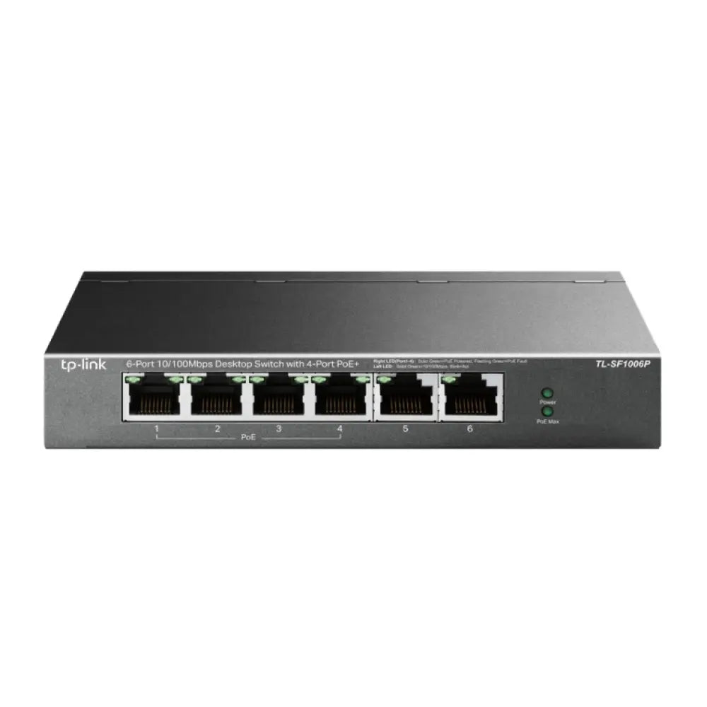 TP-Link TL-SF1006P switch No administrado Fast Ethernet (10/100) Energía sobre Ethernet (PoE) Negro - detalle