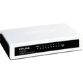 Switch sobremesa TP-LINK TL-SF1008D con 8 puertos 10/100 Mbps, compacto y fácil de usar para redes domésticas o pequeñas oficinas.