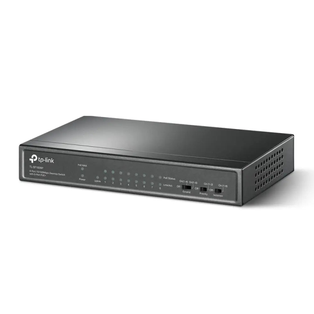 TP-Link TL-SF1009P switch No administrado Fast Ethernet (10/100) Energía sobre Ethernet (PoE) Negro - detalle