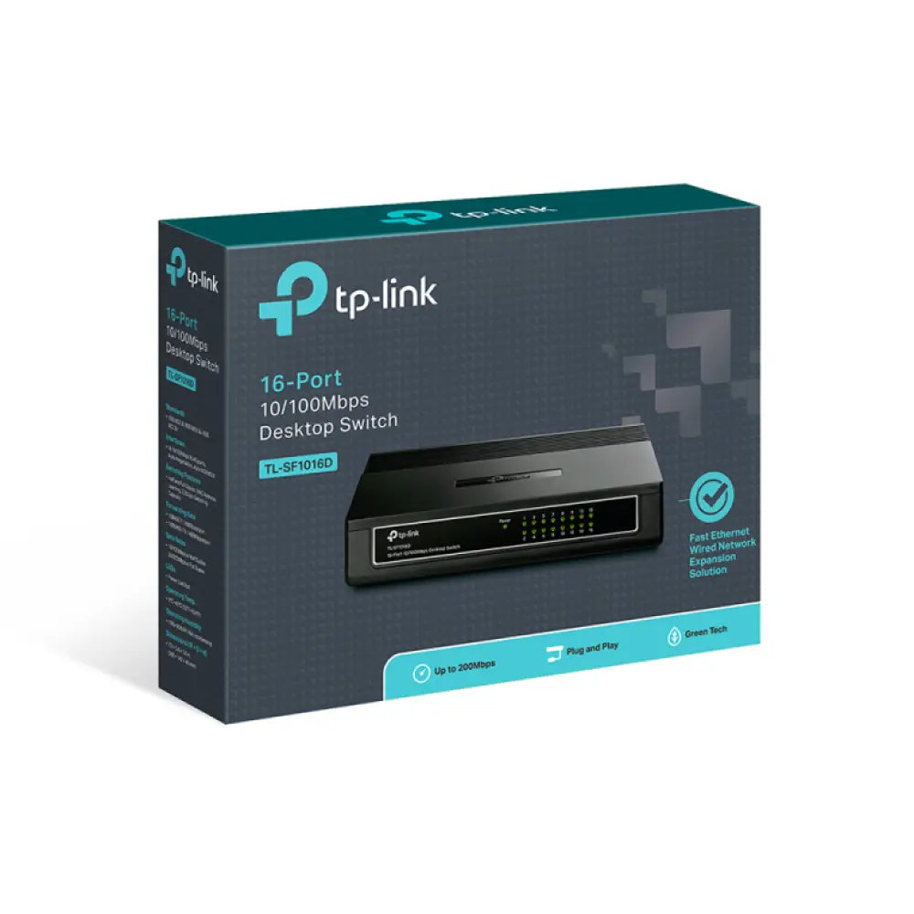 TP-Link TL-SF1016D No administrado Fast Ethernet (10/100) Negro - detalle