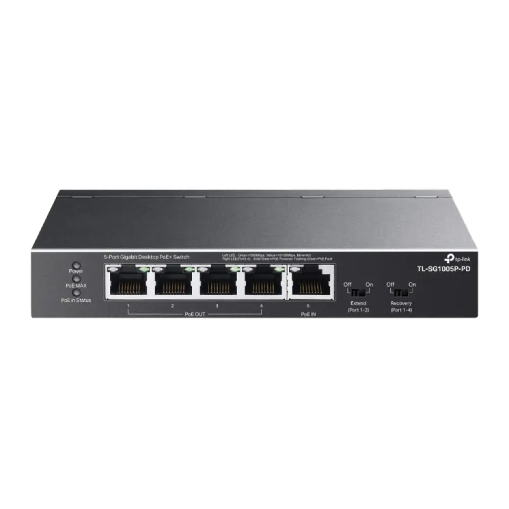 TP-Link TL-SG1005P-PD switch Gigabit Ethernet (10/100/1000) Energía sobre Ethernet (PoE) Negro - detalle