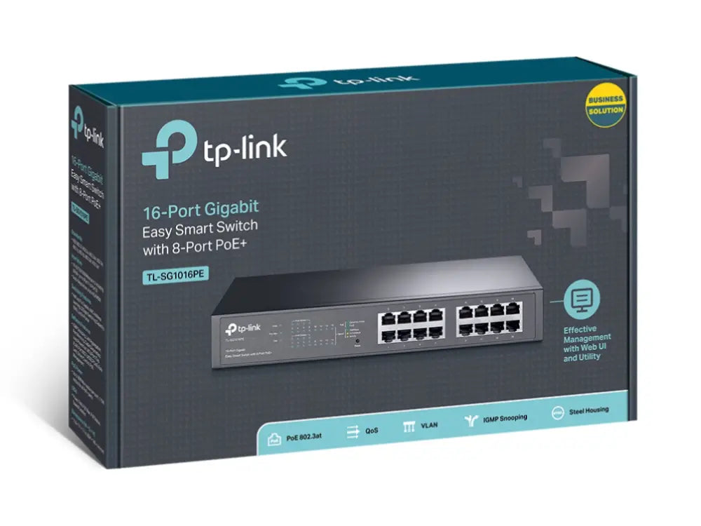TP-Link TL-SG1016PE Gestionado L2 Gigabit Ethernet (10/100/1000) Energía sobre Ethernet (PoE) 1U Negro - detalle
