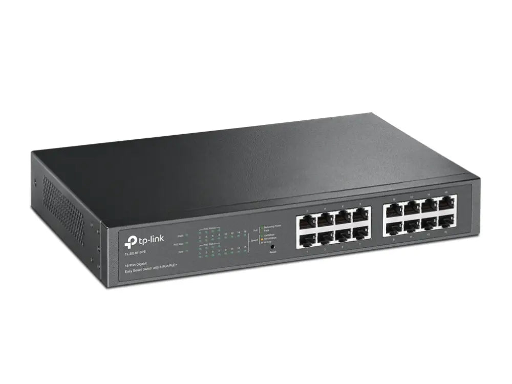 TP-Link TL-SG1016PE Gestionado L2 Gigabit Ethernet (10/100/1000) Energía sobre Ethernet (PoE) 1U Negro - detalle