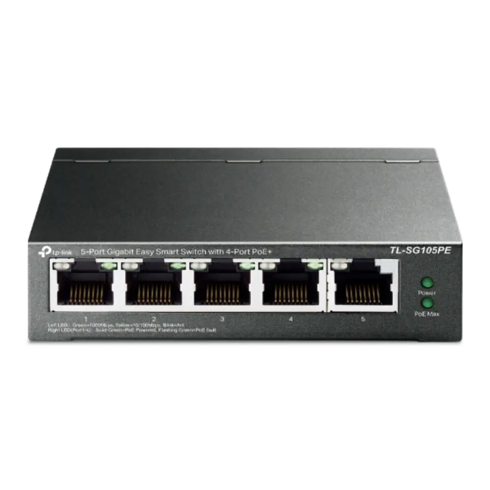 TP-Link TL-SG105PE switch Gestionado L2 Gigabit Ethernet (10/100/1000) Energía sobre Ethernet (PoE) Negro - detalle