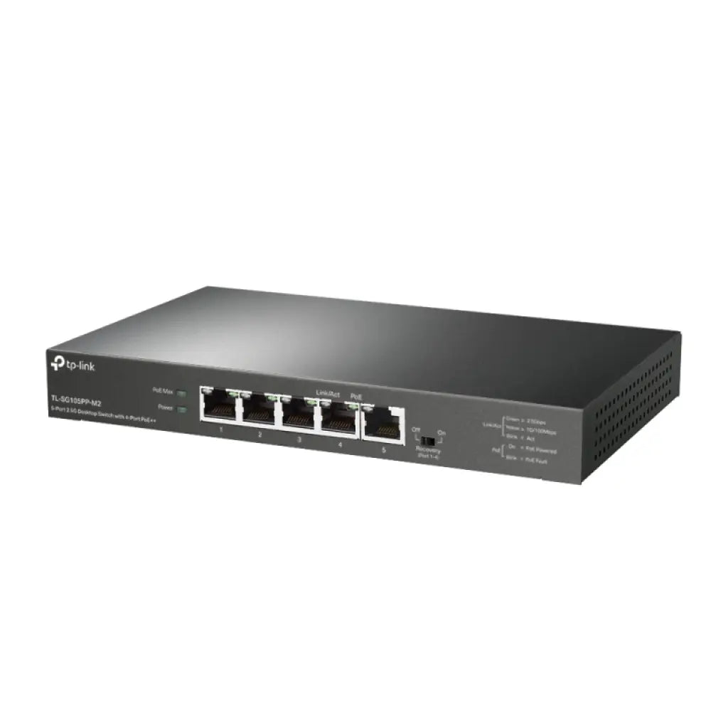 TP-Link TL-SG105PP-M2 switch No administrado Gigabit Ethernet (10/100/1000) Energía sobre Ethernet (PoE) Negro - detalle