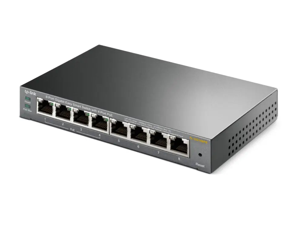TP-Link TL-SG108PE Gestionado L2 Gigabit Ethernet (10/100/1000) Energía sobre Ethernet (PoE) Negro - detalle