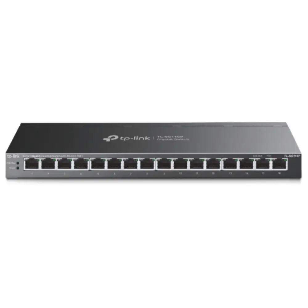 TP-Link TL-SG116P switch No administrado Gigabit Ethernet (10/100/1000) Energía sobre Ethernet (PoE) Negro - detalle