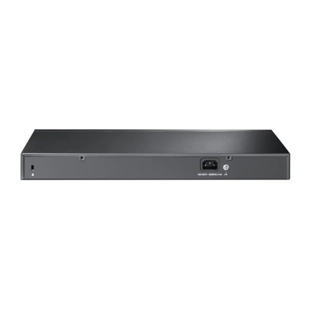Interruptor no administrado TP-Link TL-SL1218MP con 16 puertos Gigabit Ethernet y soporte PoE, en color negro.