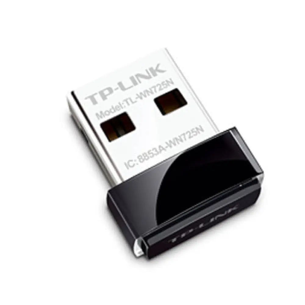 Tarjeta de red inalámbrica TP-LINK TL-WN725N WiFi N150 Nano USB, pequeña y compacta para conexión inalámbrica estable.