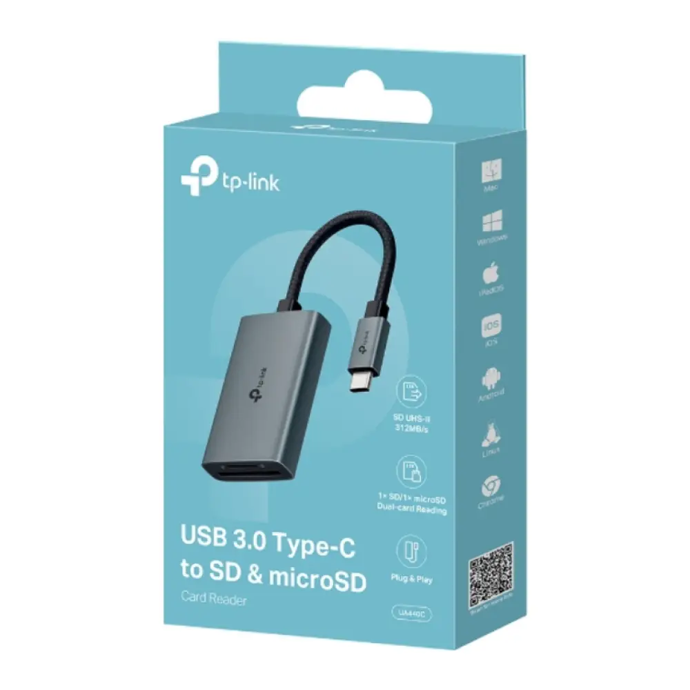 TP-Link UA440C lector de tarjeta USB 3.2 Gen 1 (3.1 Gen 1) Type-C Gris - detalle