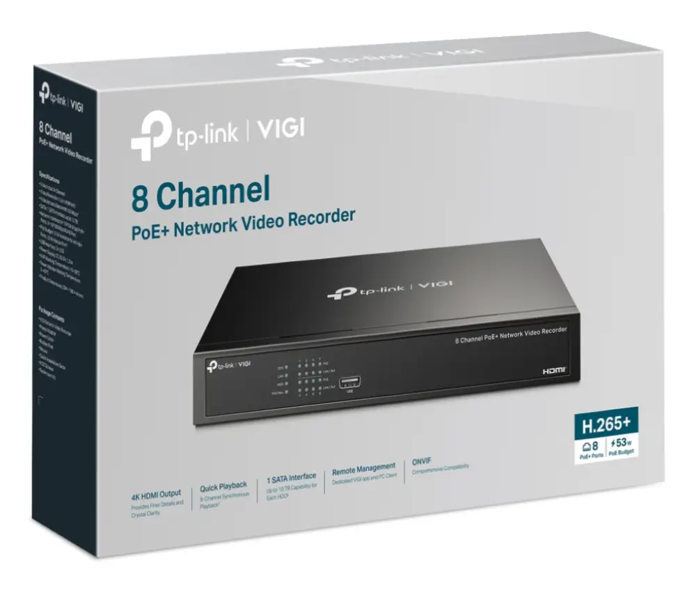 TP-Link VIGI NVR1008H-8P Negro - detalle