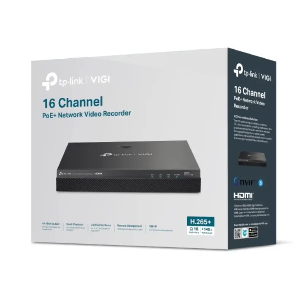 TP-Link VIGI NVR2016H-16MP Grabadore de vídeo en red (NVR) Negro - detalle
