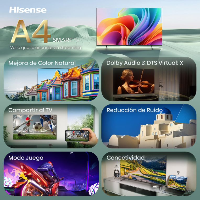 TV HISENSE 32A4S 32" FHD SMART TV DOLBY AUDIO MODO JUEGO AIRPLAY - detalle