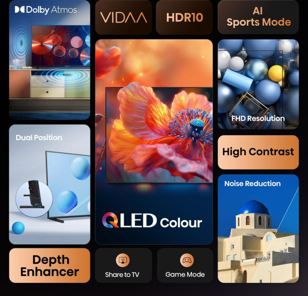 TV HISENSE 32A5Q 32" QLED SMART TV DOLBY ATMOS - detalle