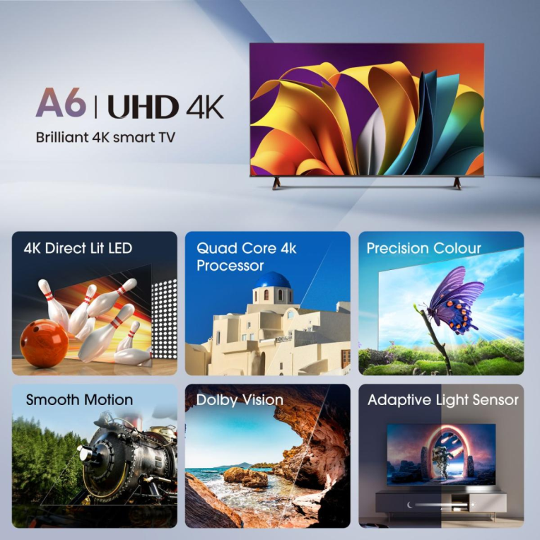 TV HISENSE 55A6N 55" UHD 4K VIDAA SMART TV MODO JUEGO PLUS CONTROL VOZ - detalle