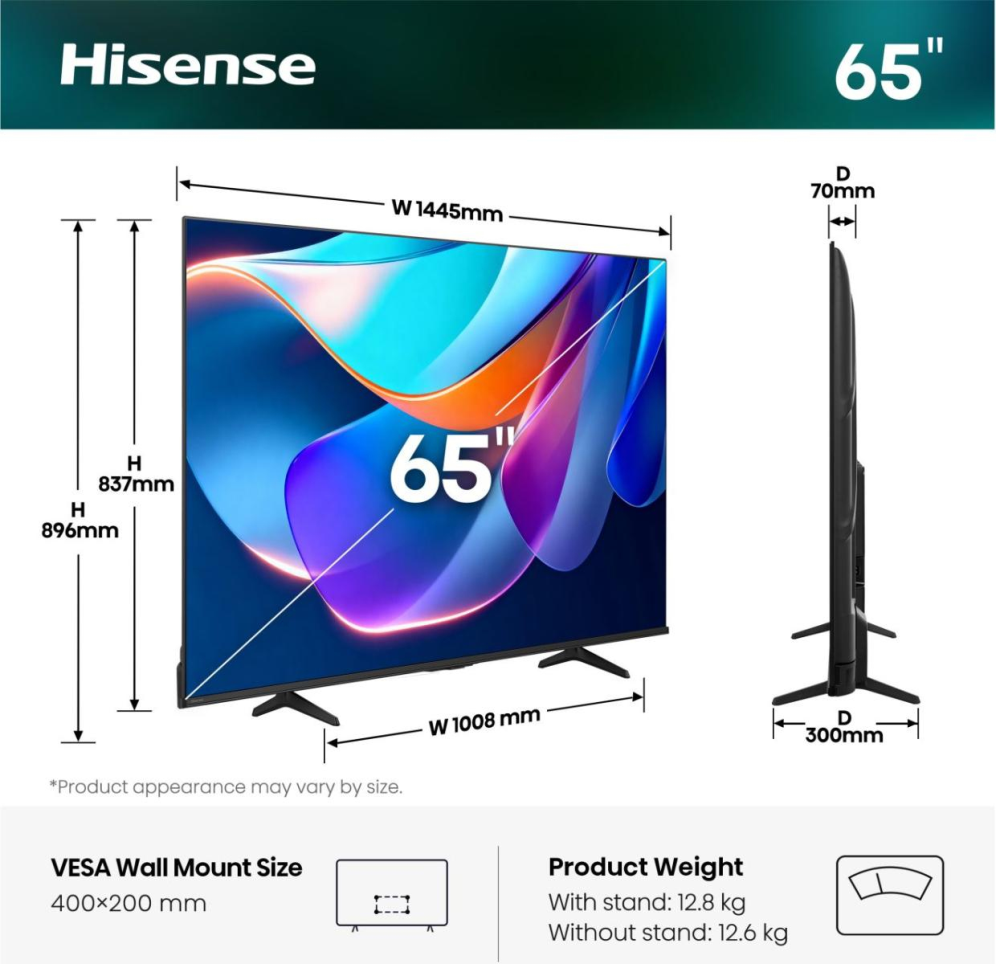 TV HISENSE 65A6S 65" UHD 4K SMART TV DOLBY VISION MODO JUEGO PLUS AIRPLAY - detalle